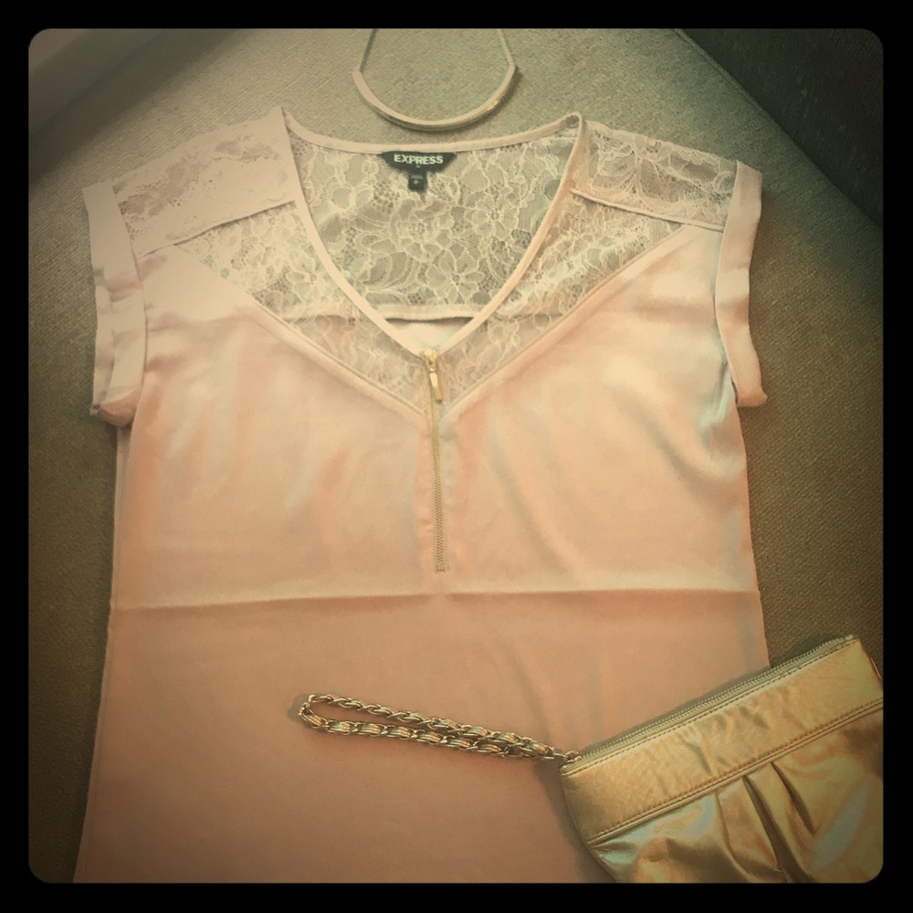 Express Blush Pink Blouse w/ Gold Zipper